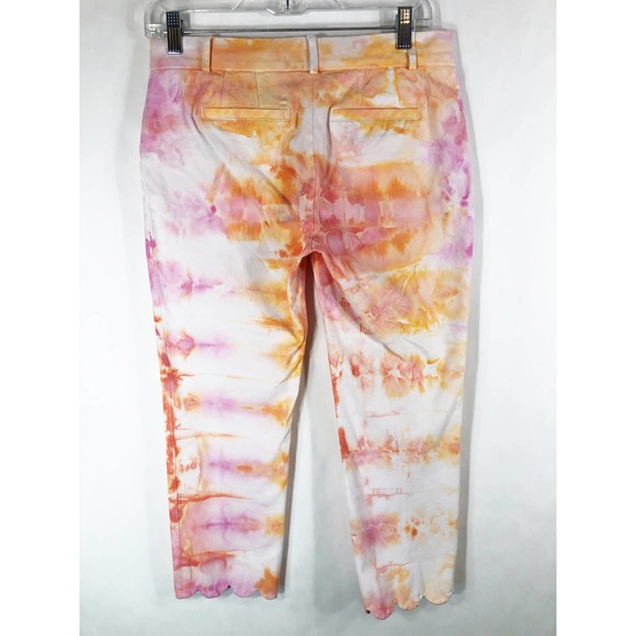Crown Ivy‎ Size 4 Pants Trendy Tulip Tie Dye Handmade Scalloped Pink Orange 218 - Picture 2 of 11